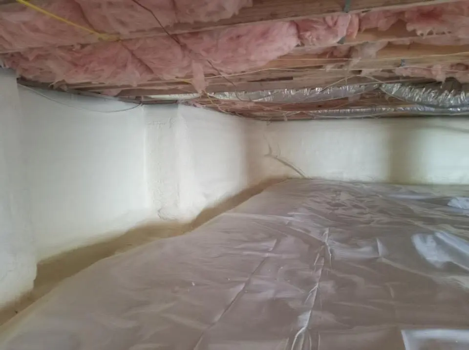 Crawl space encapsulation with closed-cell spray foam for Roof Waterproofing in Upper